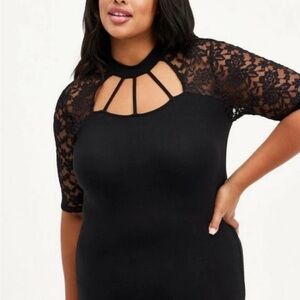 Torrid choker lace cutout top